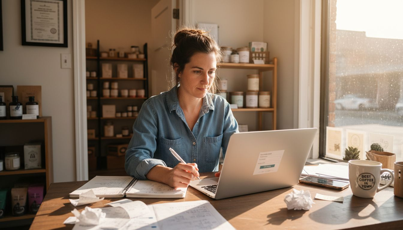 a girl working on computer while having Dest coffee in Tows