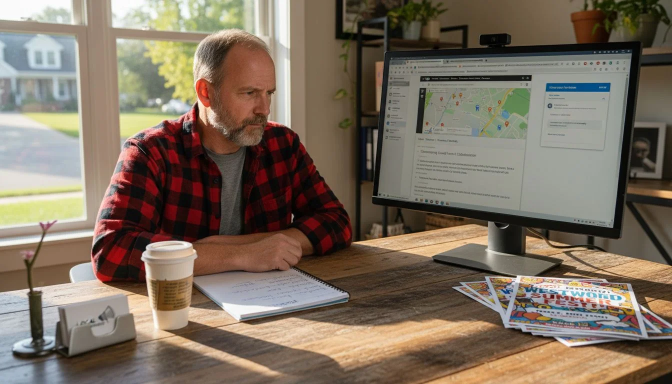 A man finding the business profile