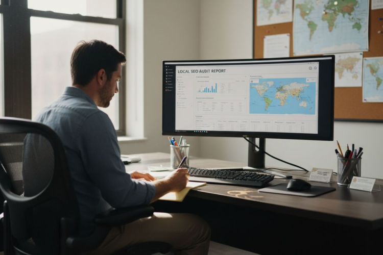 an expert analtysing local SEO audit report