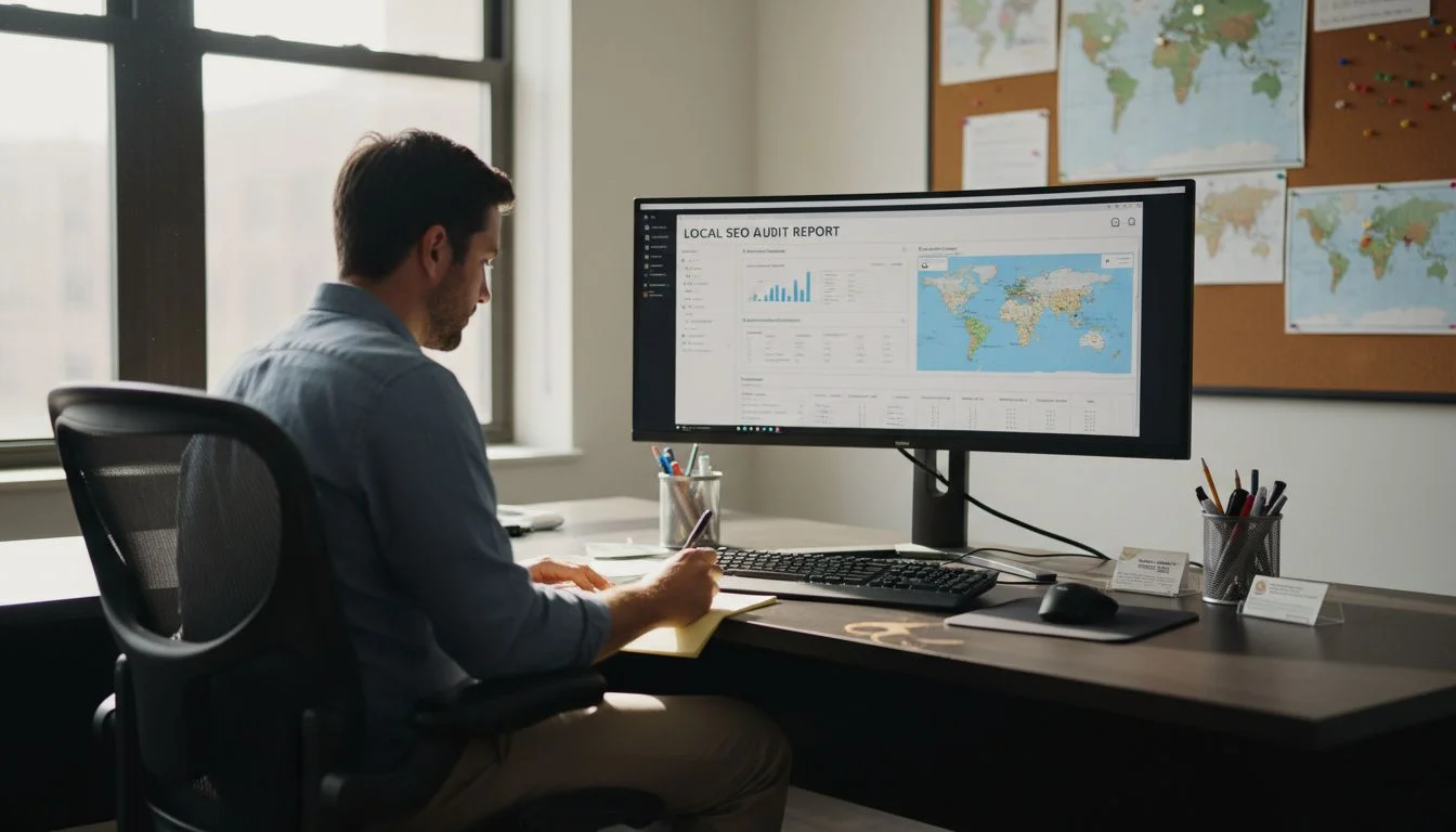 an expert analtysing local SEO audit report