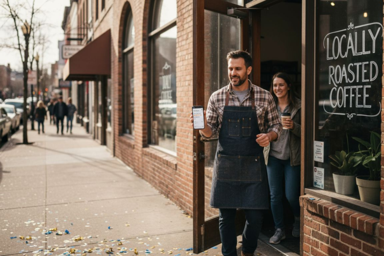 locally roasted coffee chef showing his shop profile