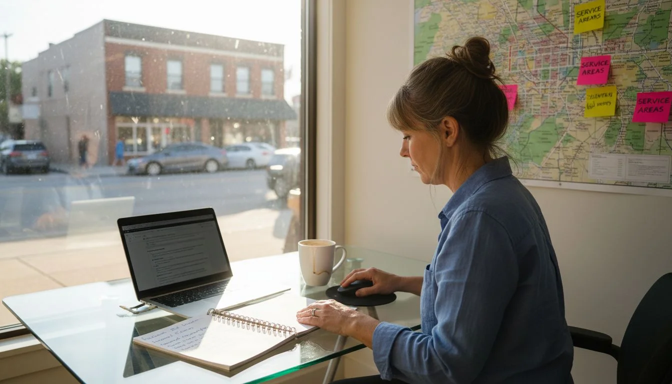 a woman working on sytem and taking notes with a hot cup of tea.